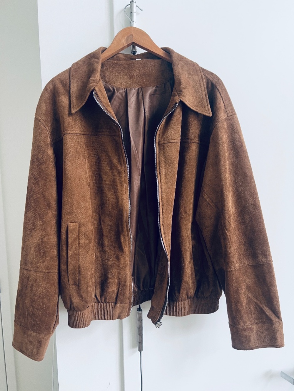 ZARA Brown Suede-Look Bomber Jacket Size S - Picture 2 of 5